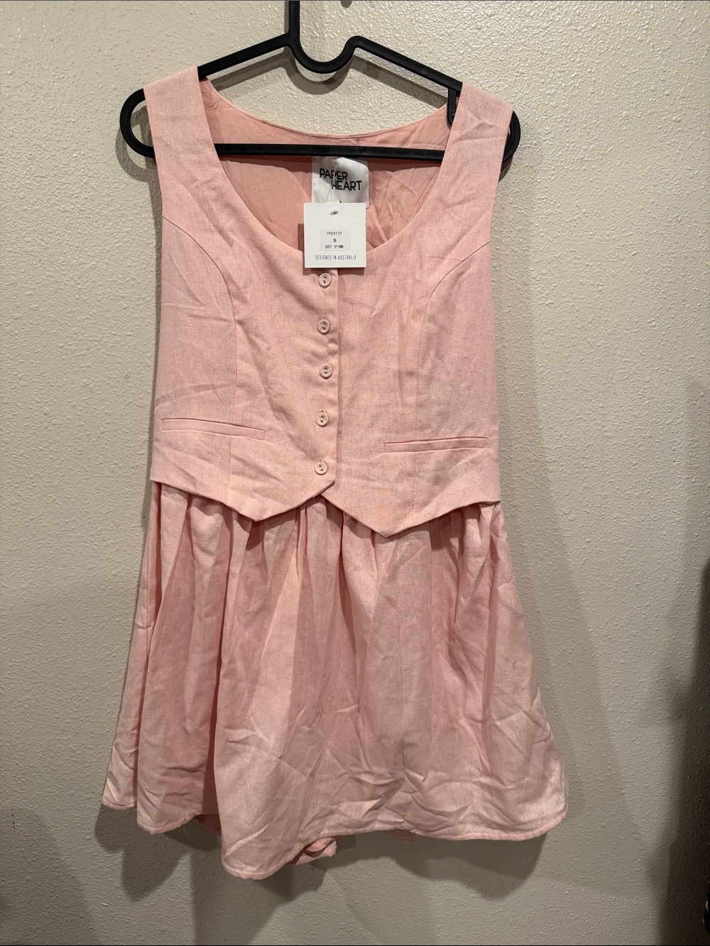 Paper Heart Anthropologie Dusty Pink Linen Buttoned Dress